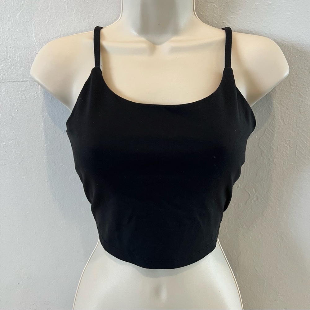 Black Cropped Cami with Built-in Support
